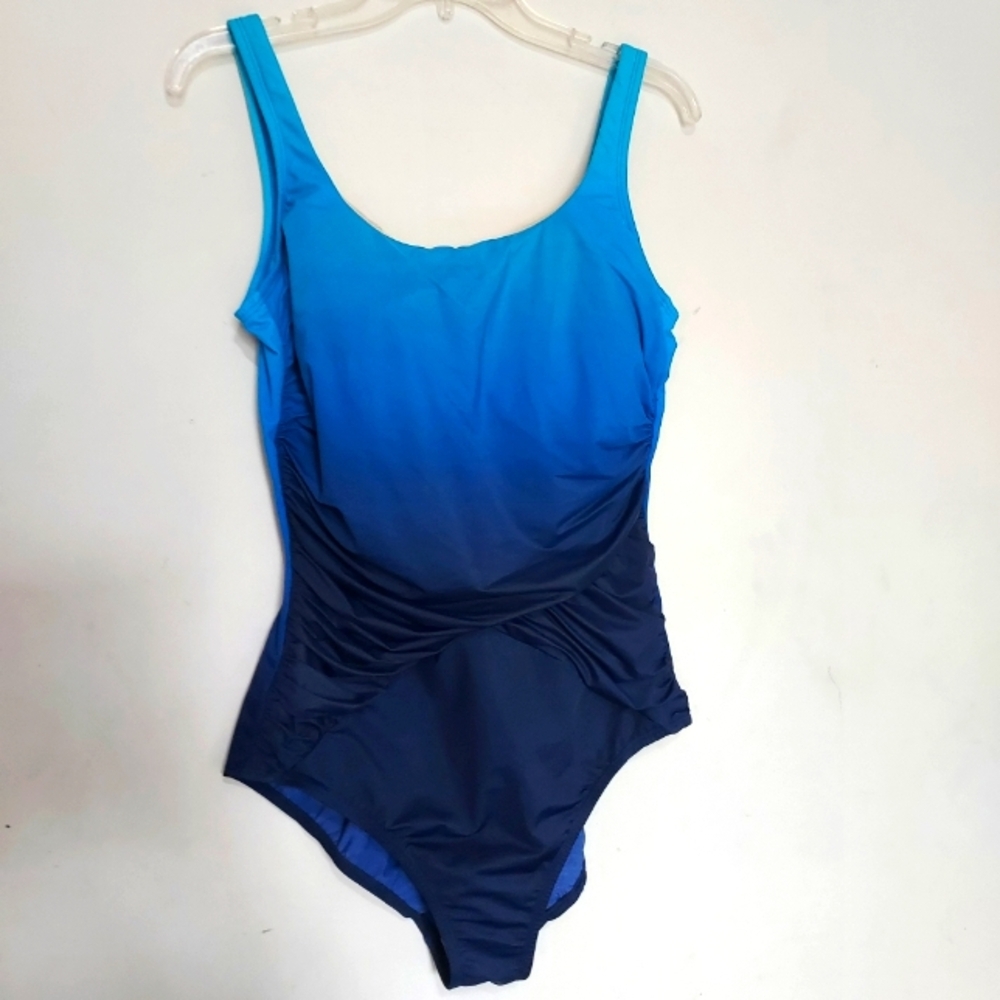 Lands' End Blue Ombre One Piece Swimsuit Sz-14l
